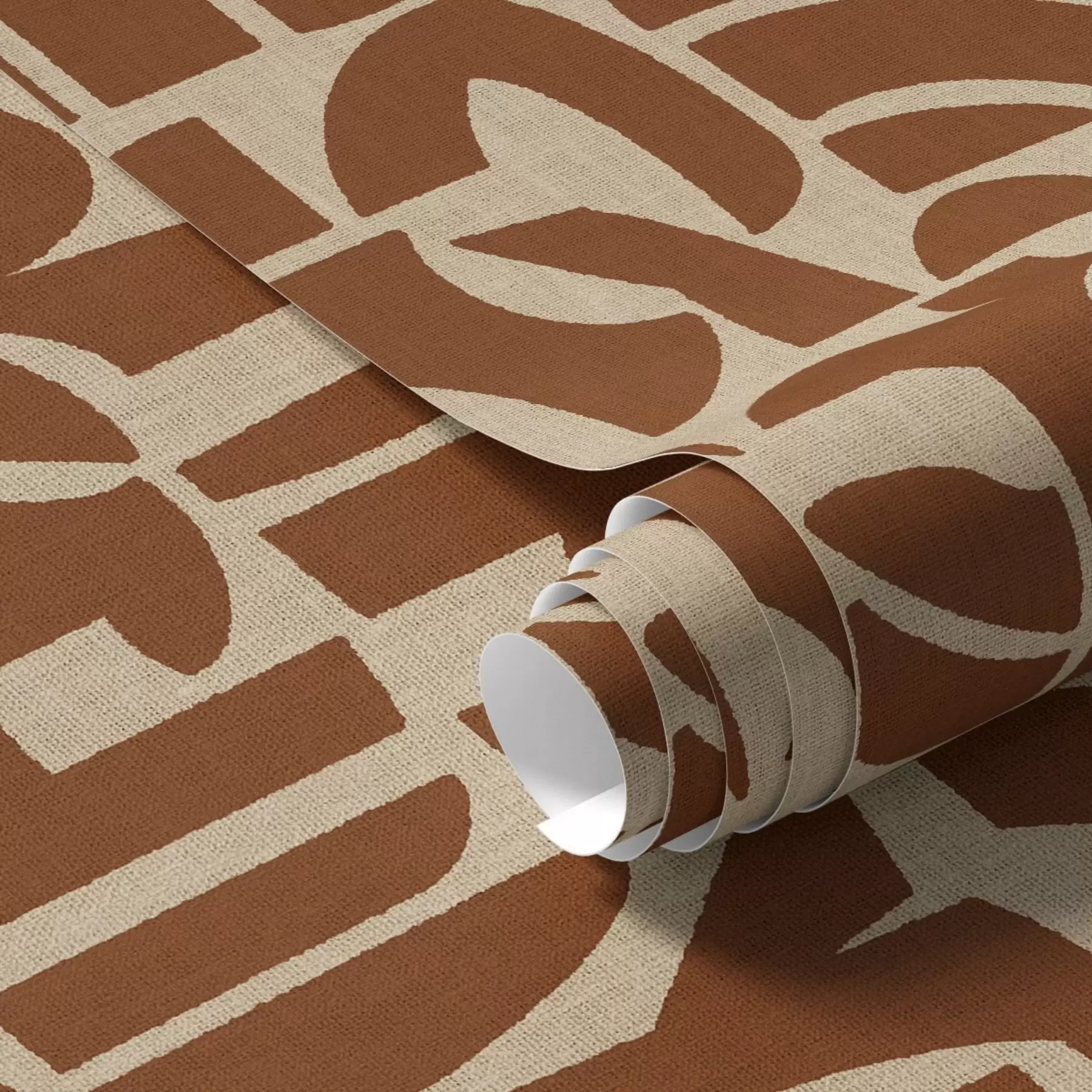 τοιχογραφίες Γεωμετρικά σχήματα από τερακότα σε λινό ύφασμα a00774