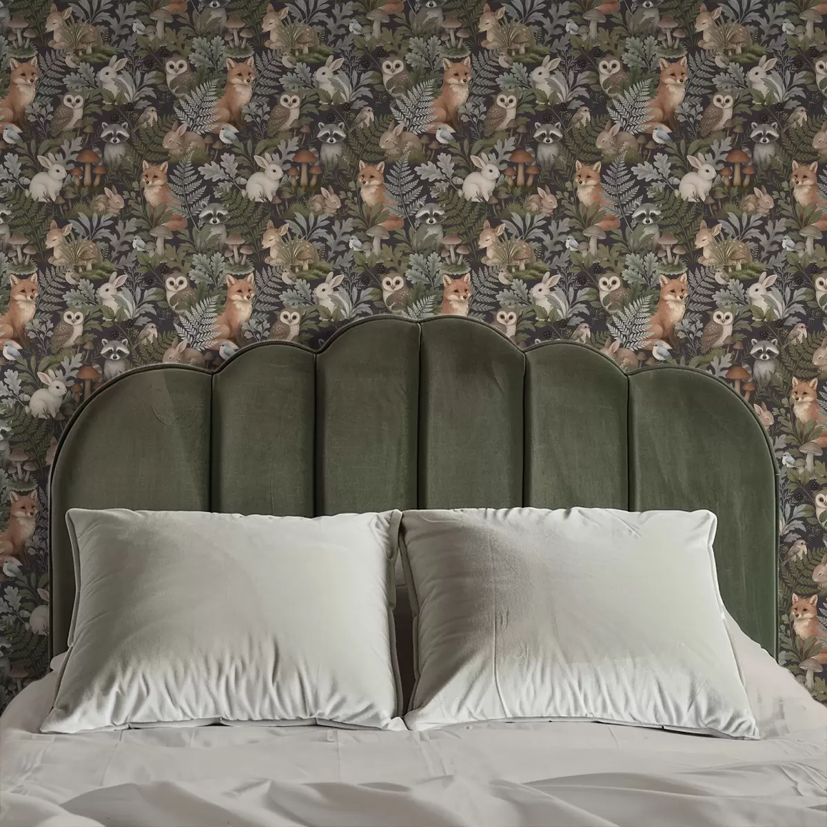 τοιχογραφίες Δασικά ζώα και φτέρες σε βαθύ κάρβουνο a00880