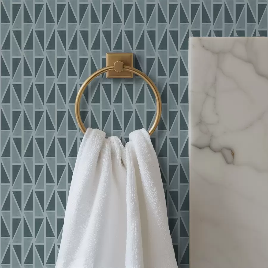 τοιχογραφίες Πλέγμα από γυάλινα πάνελ σε χρώμα τυρκουάζ με διαγώνιες ενισχύσεις a00902