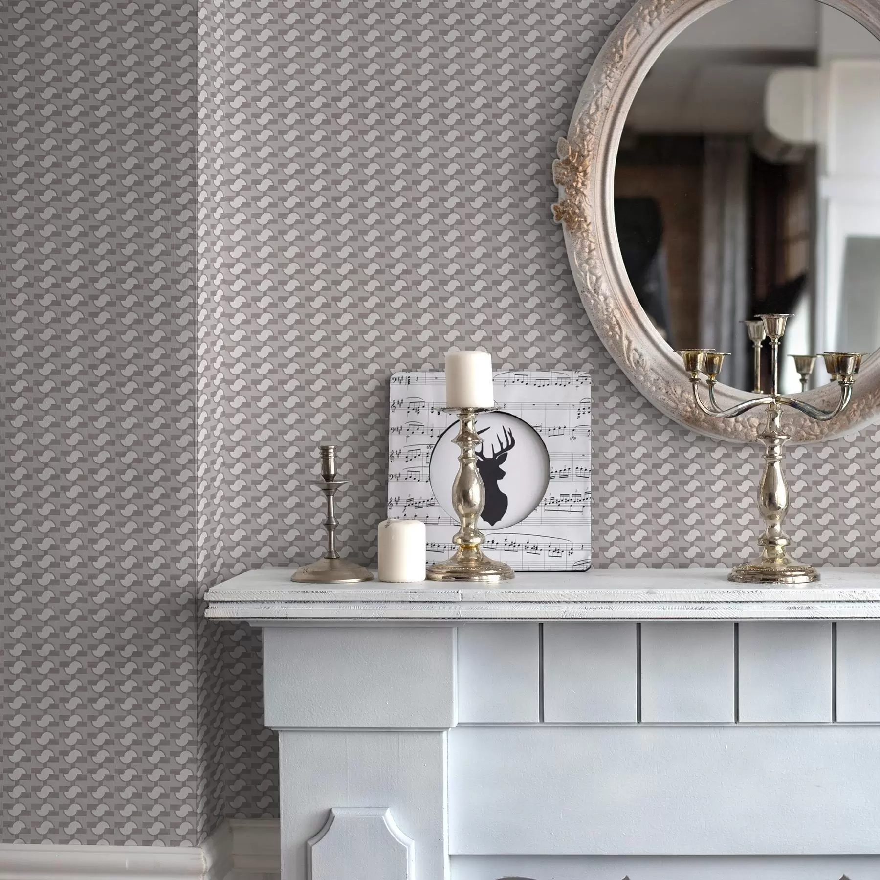 τοιχογραφίες Μωβ αρθρωτά πλακίδια με συνδεδεμένα ημικύκλια a00915