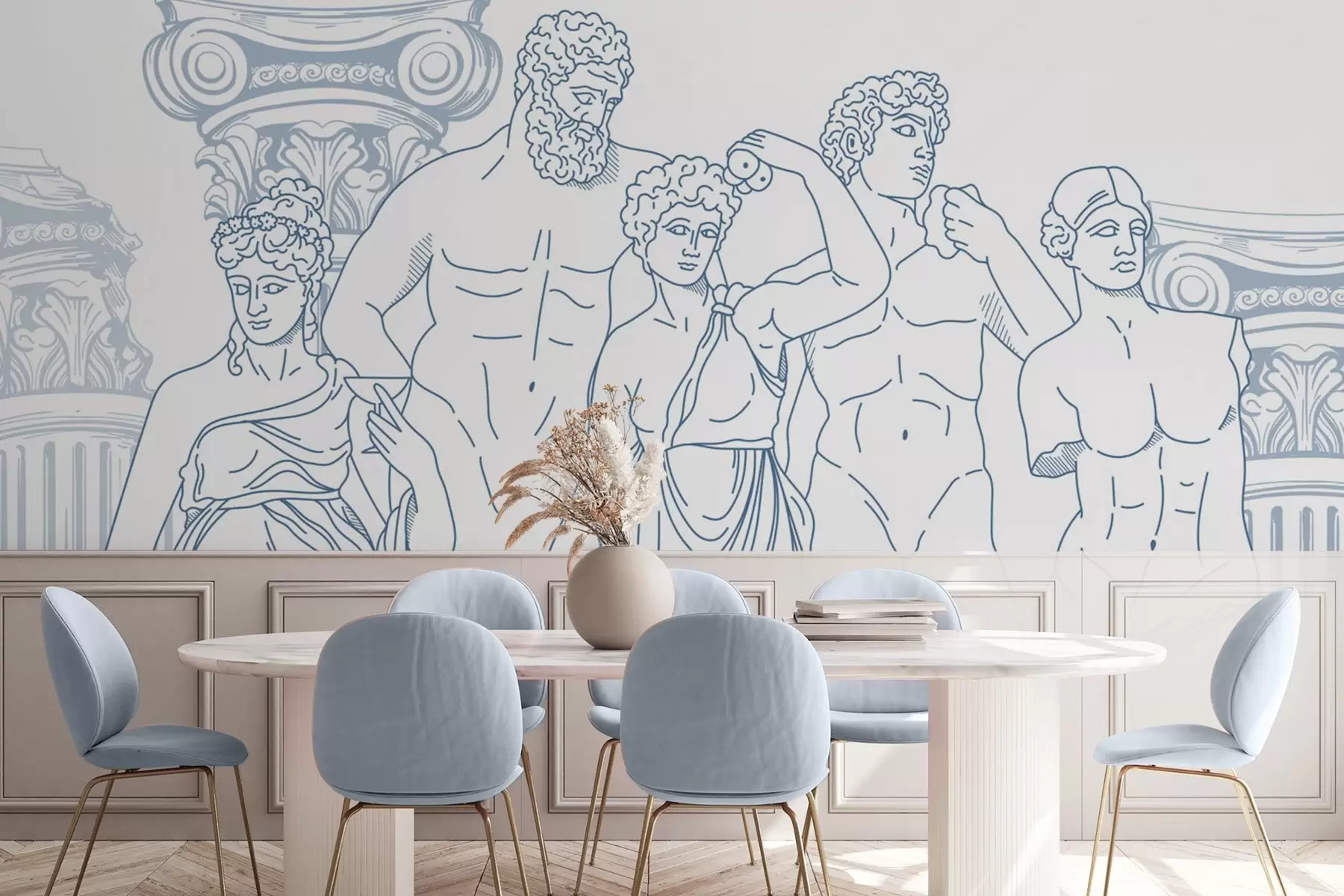 τοιχογραφίες Αρχαίοι άνθρωποι και κολόνες w04865