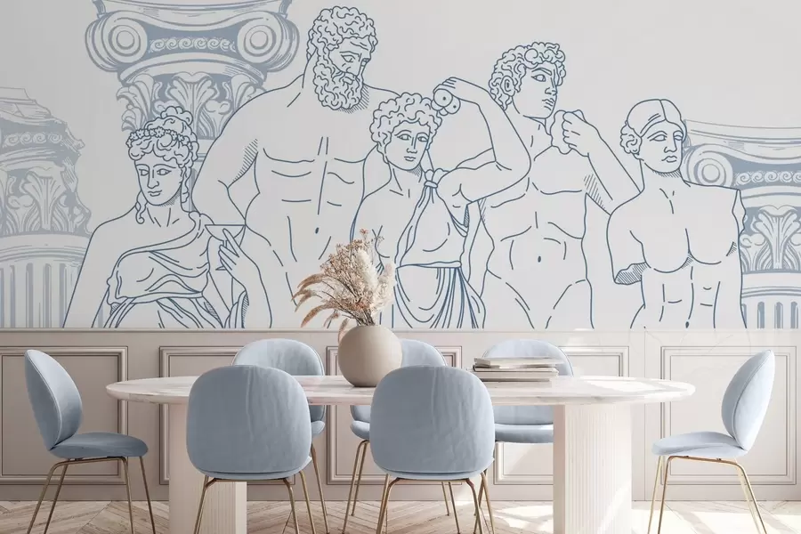 τοιχογραφίες Αρχαίοι άνθρωποι και κολόνες w04865