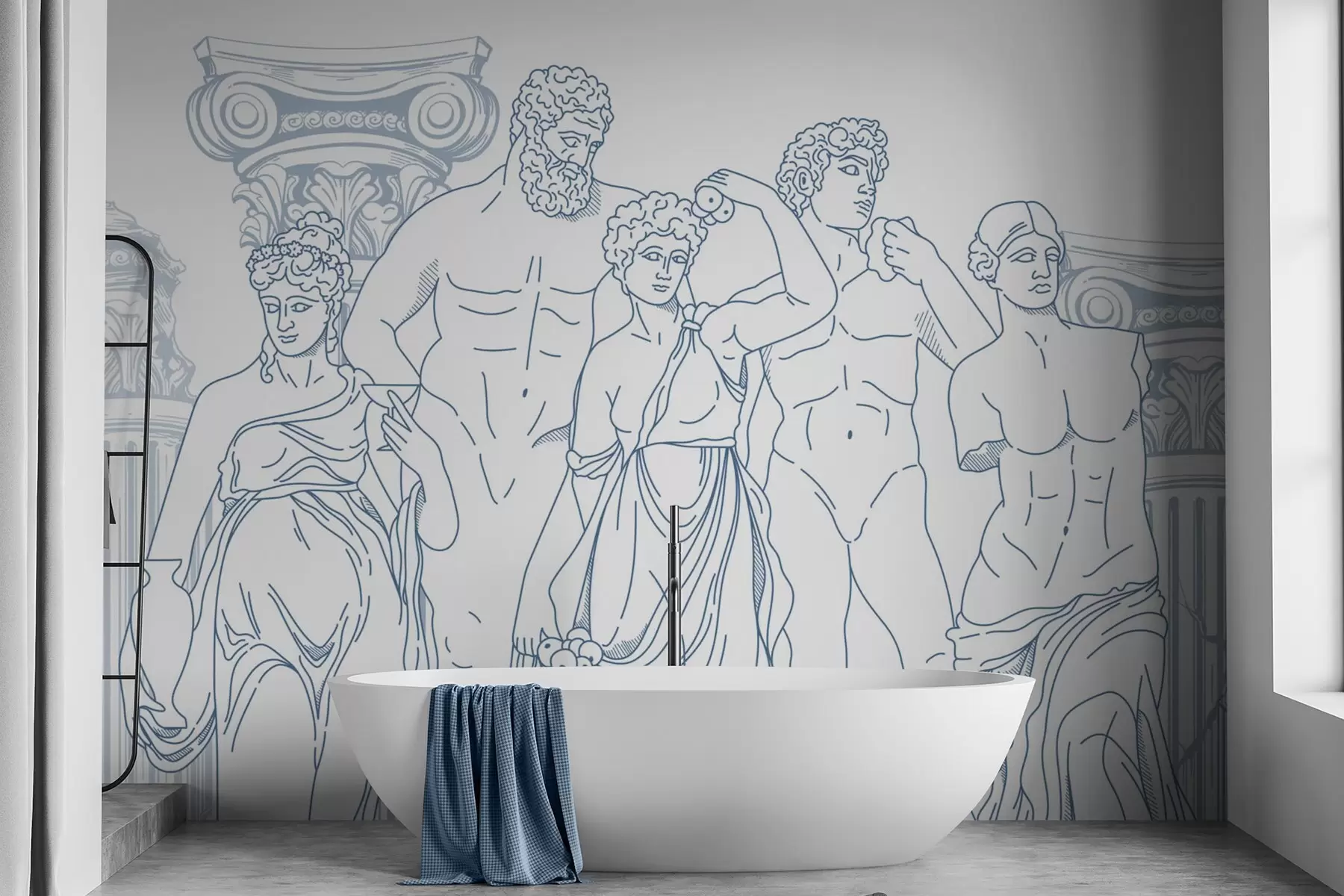 τοιχογραφίες Αρχαίοι άνθρωποι και κολόνες w04865