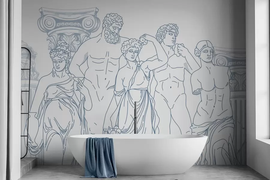 τοιχογραφίες Αρχαίοι άνθρωποι και κολόνες w04865