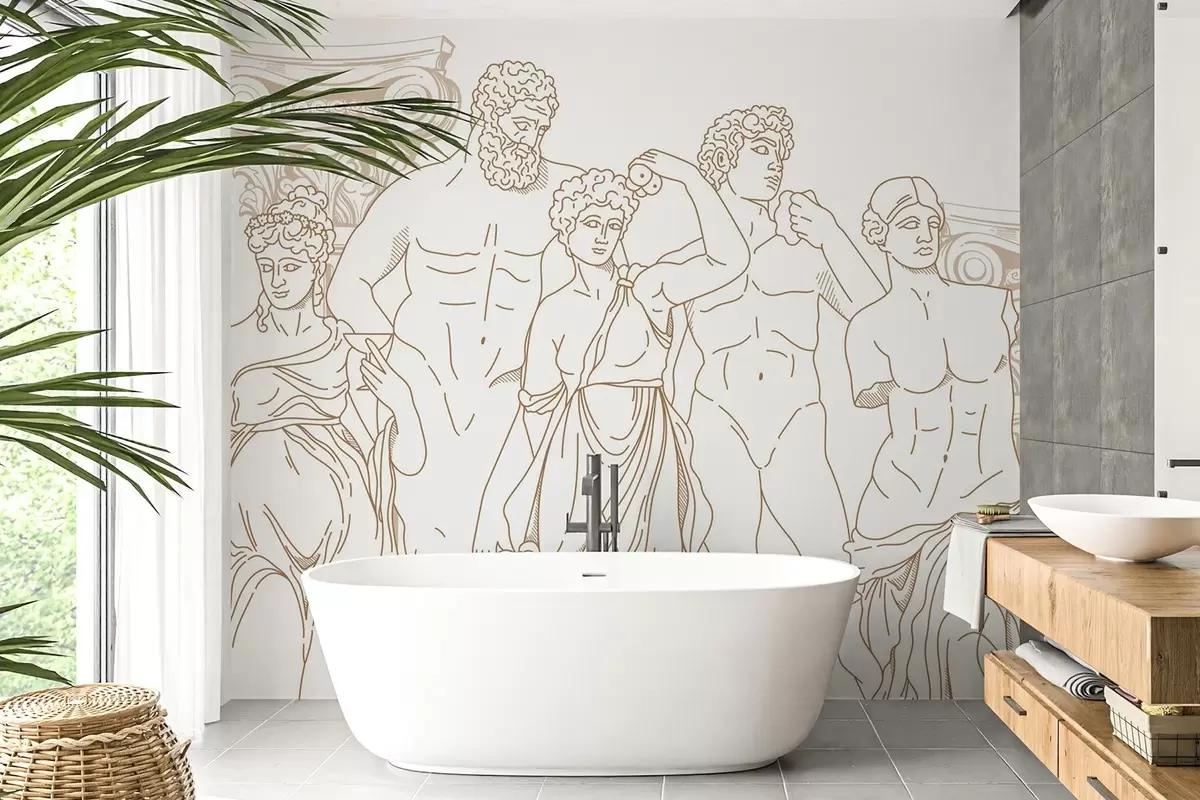 τοιχογραφίες Αρχαίοι άνθρωποι και κολόνες w04865v1