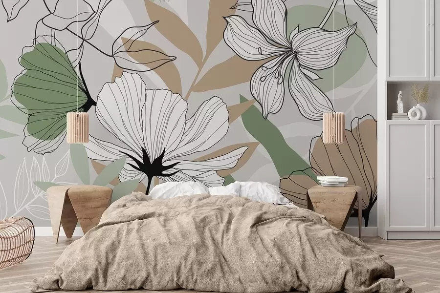 τοιχογραφίες Αφηρημένα φυτά και λουλούδια w04898v2