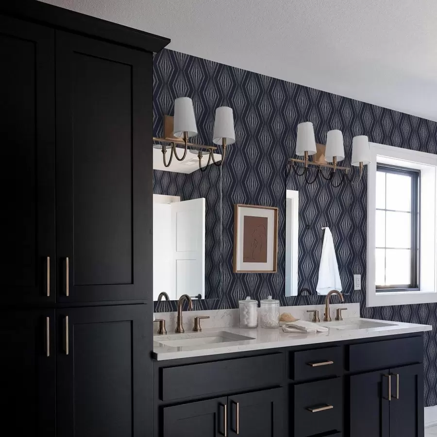 τοιχογραφίες Γεωμετρικά διαμάντια σε σχήμα ακτίνων σε σκούρο μπλε φόντο a00925