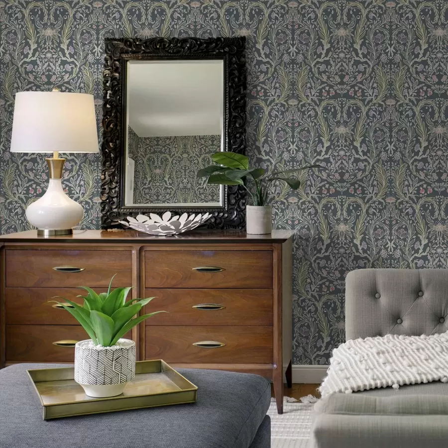 τοιχογραφίες Το ίδιο μοτίβο σε δροσερό γκρι-μπλε φόντο a00928v1