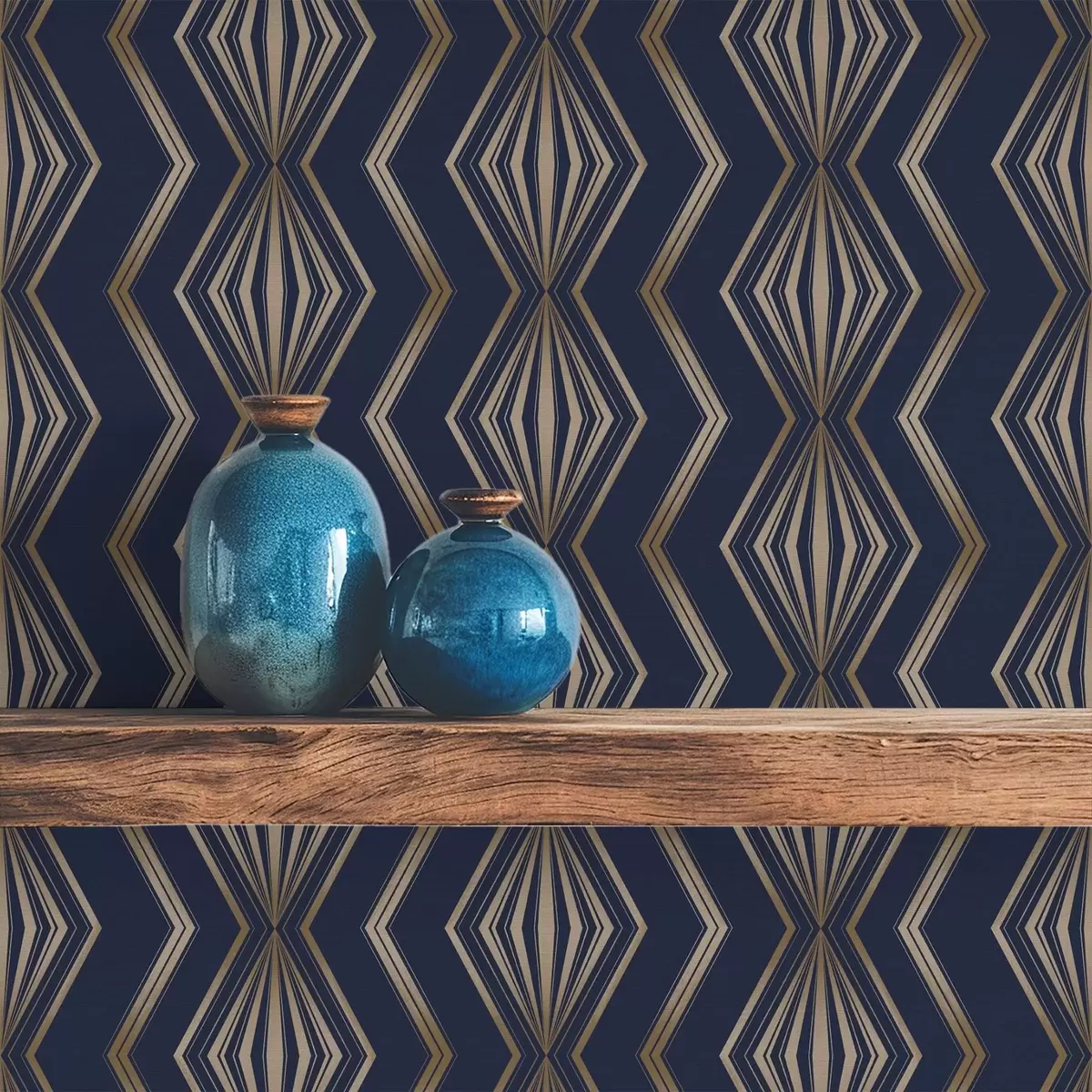 Ταπετσαρία Σκούρο μπλε γεωμετρικό μοτίβο με διαμάντια a00973