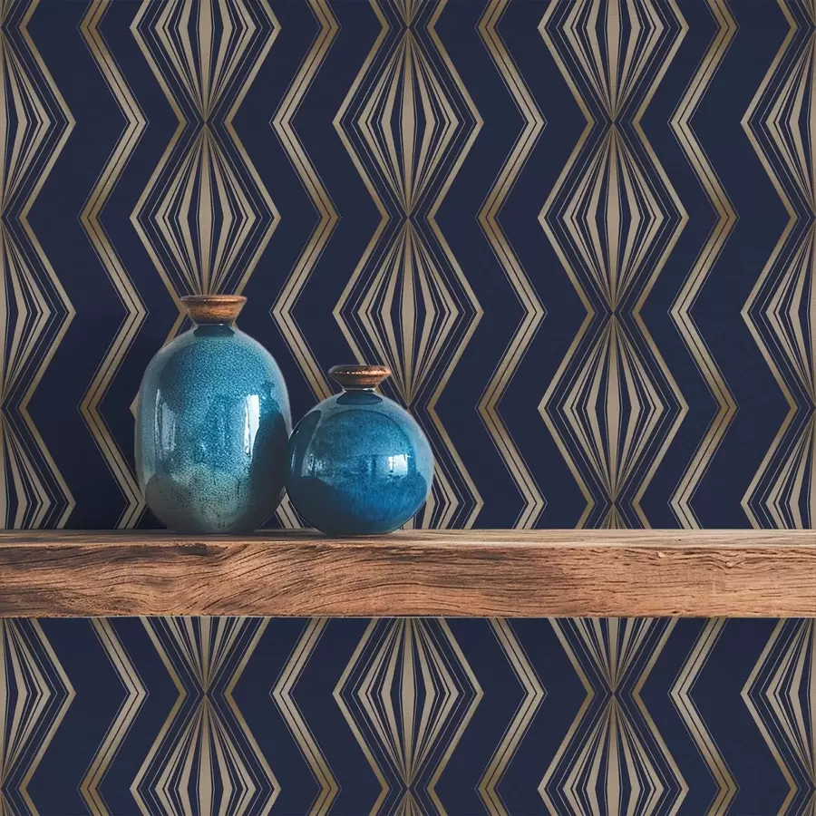 τοιχογραφίες Σκούρο μπλε γεωμετρικό μοτίβο με διαμάντια a00973