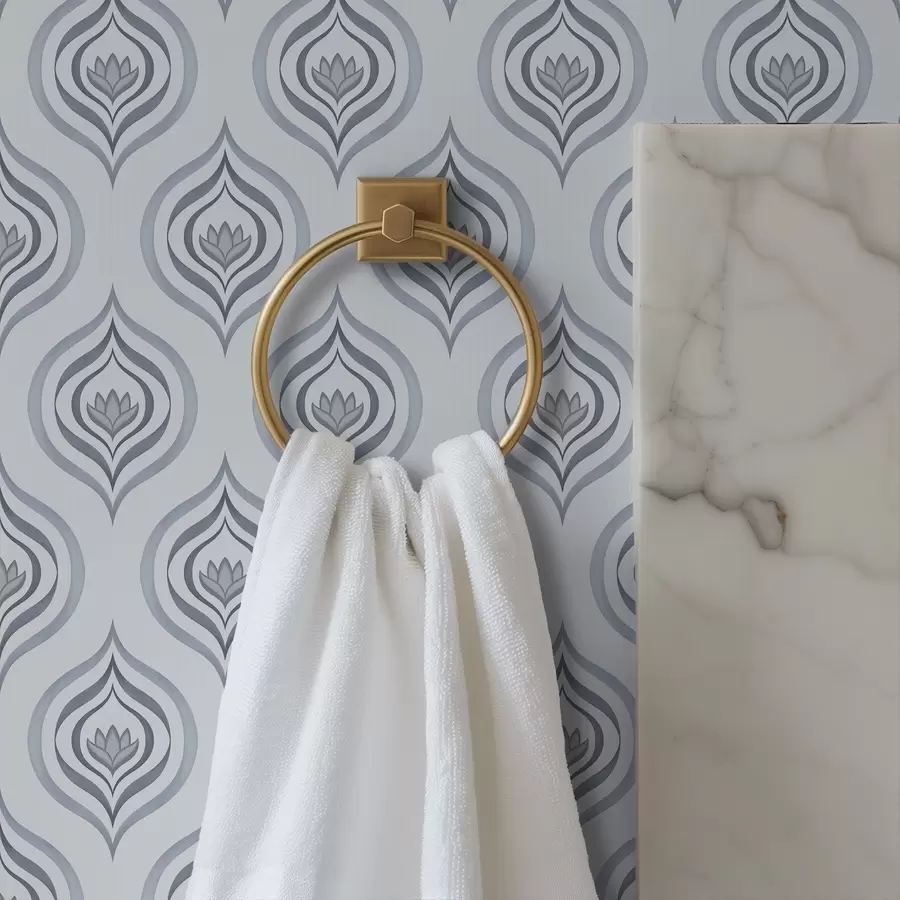 τοιχογραφίες Κουλ μοτίβο σταγόνας με λουλούδι σε γκρι-μπλε αποχρώσεις a00977v3