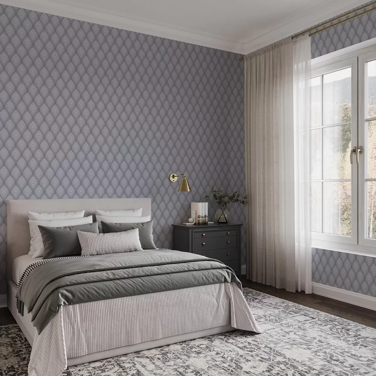 Ταπετσαρία Ογκομετρικές καμάρες που μοιάζουν με κλίμακα του γκρι με απαλή κλίση a00989