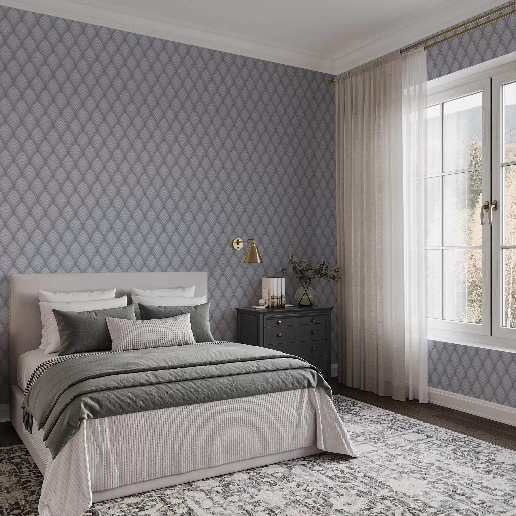 τοιχογραφίες Ογκομετρικές καμάρες που μοιάζουν με κλίμακα του γκρι με απαλή κλίση a00989