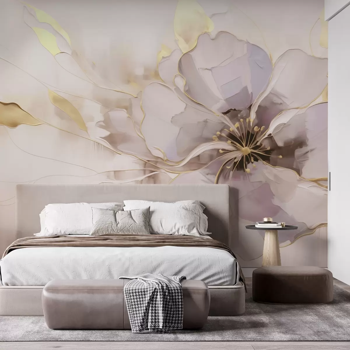 τοιχογραφίες Μπλε λουλούδι με κίτρινες πινελιές σε αφηρημένο στυλ πινελιών w09505