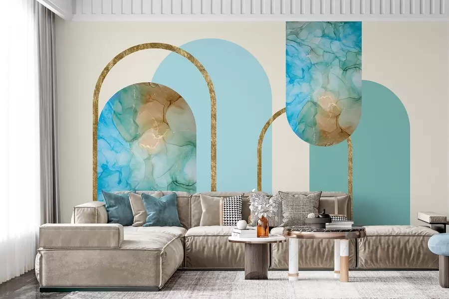 τοιχογραφίες κομψές καμάρες με απομίμηση μαρμάρου σε στυλ αρ ντεκό w04879