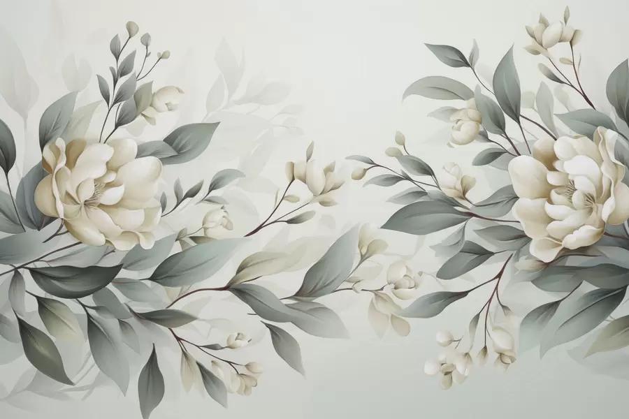 τοιχογραφίες Φύλλωμα με λουλούδια w04976