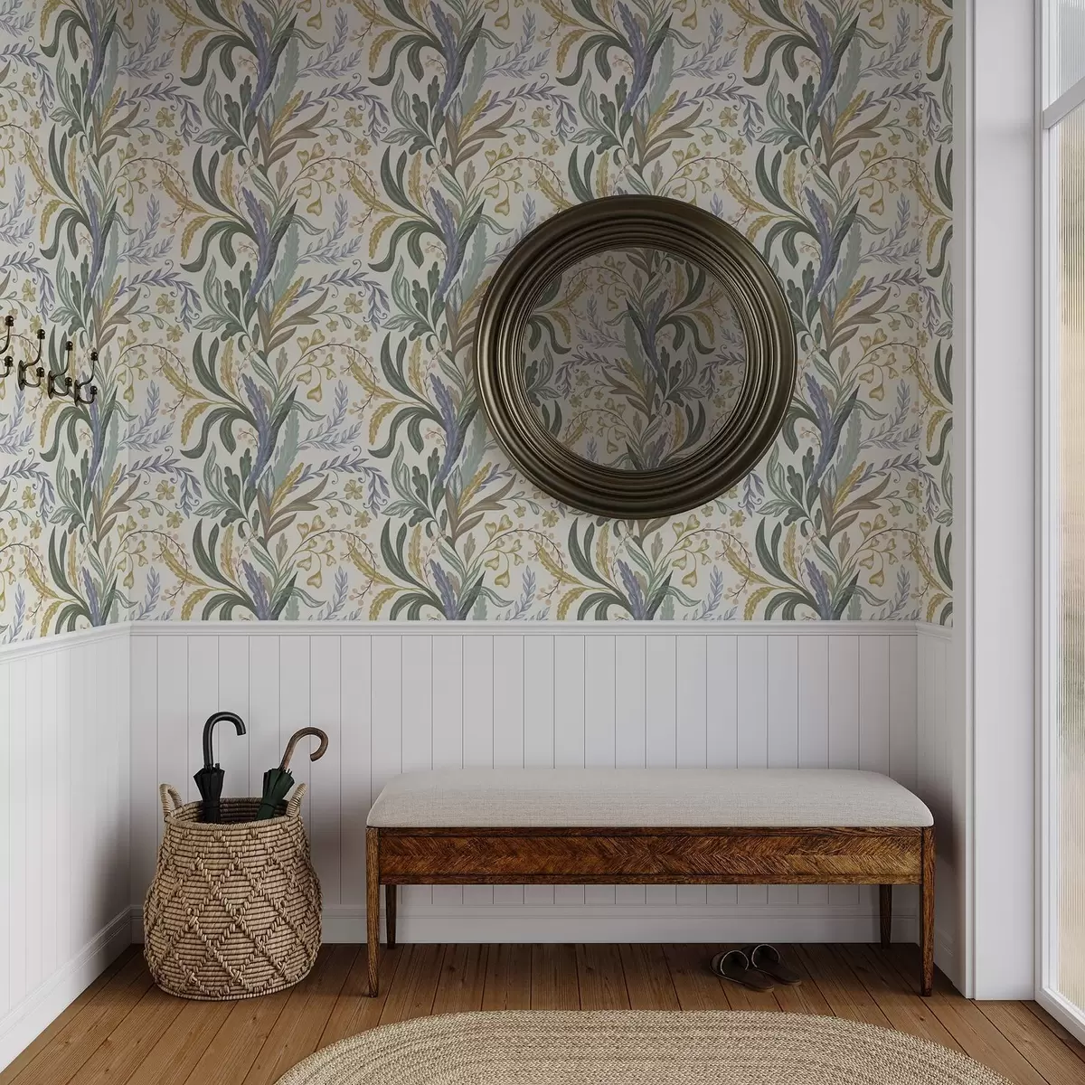 Ταπετσαρία Πλούσιο floral μοτίβο σε απαλή παστέλ παλέτα a00939