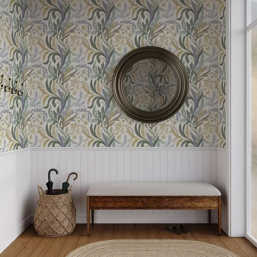 τοιχογραφίες Πλούσιο floral μοτίβο σε απαλή παστέλ παλέτα a00939