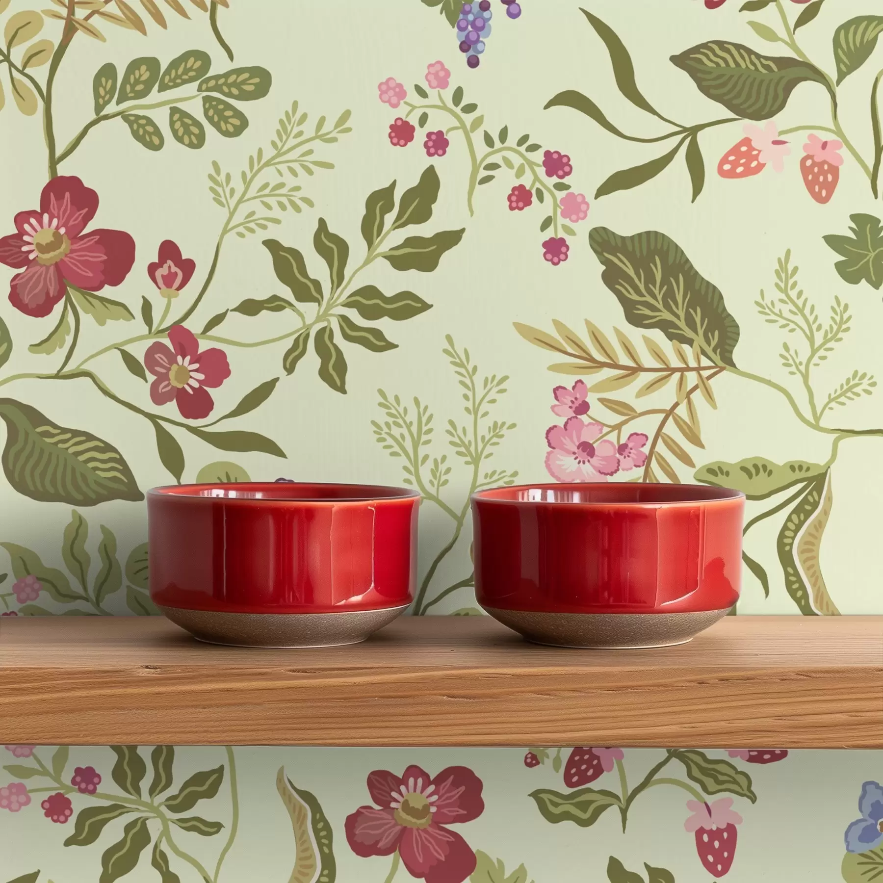 τοιχογραφίες Ανθισμένος κήπος με μούρα, σταφύλια και αγριολούλουδα a00961