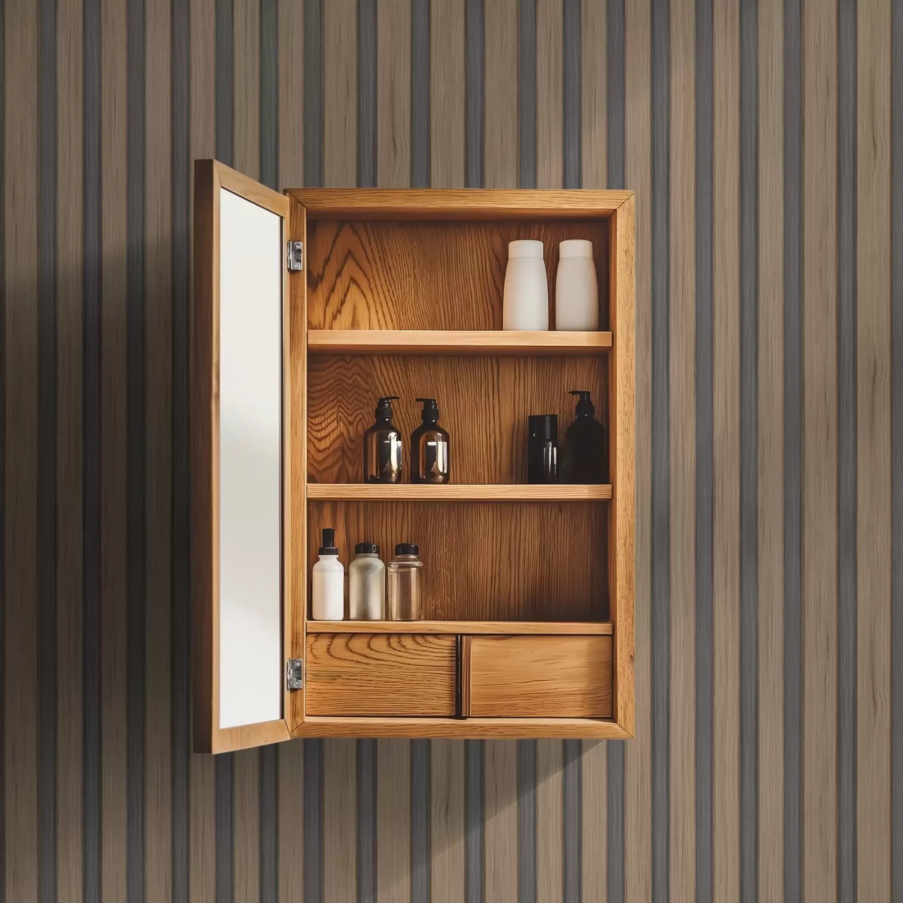 τοιχογραφίες Κάθετες ξύλινες λάμες με σκούρα γκρι ένθετα a00991