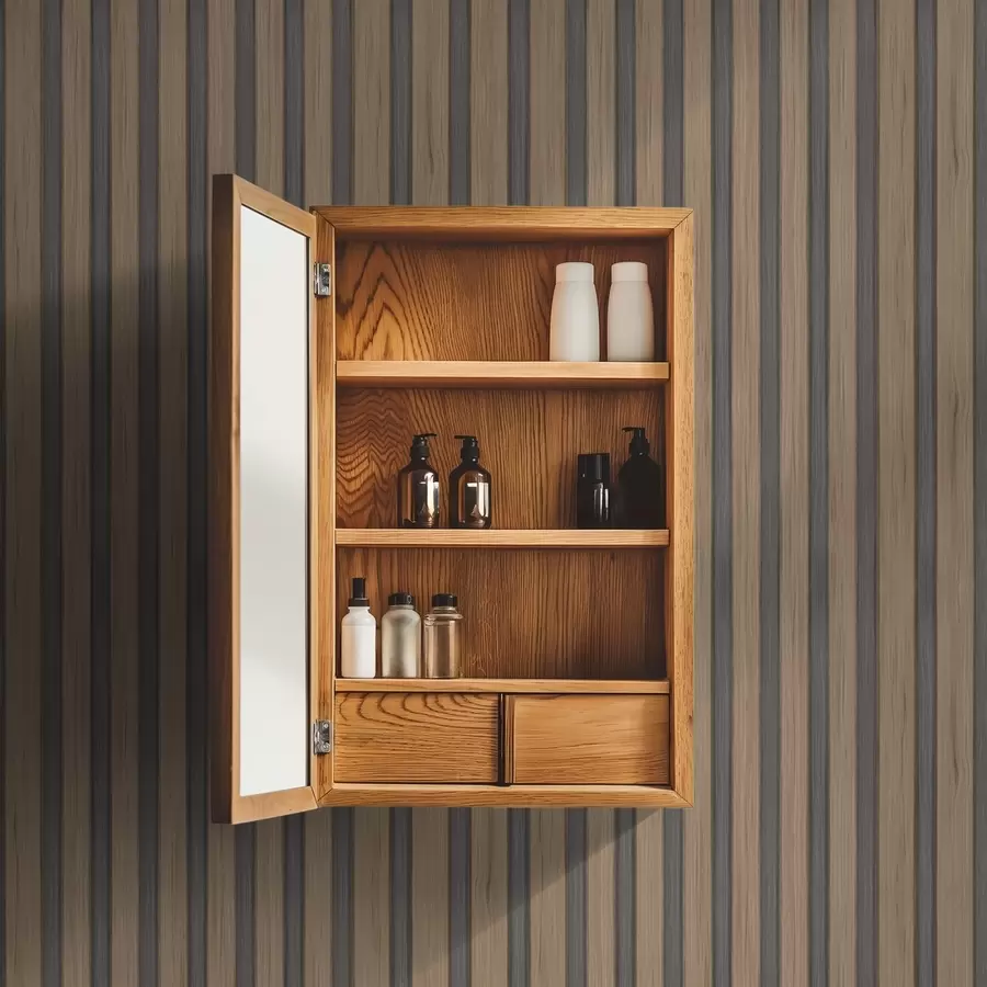 τοιχογραφίες Κάθετες ξύλινες λάμες με σκούρα γκρι ένθετα a00991