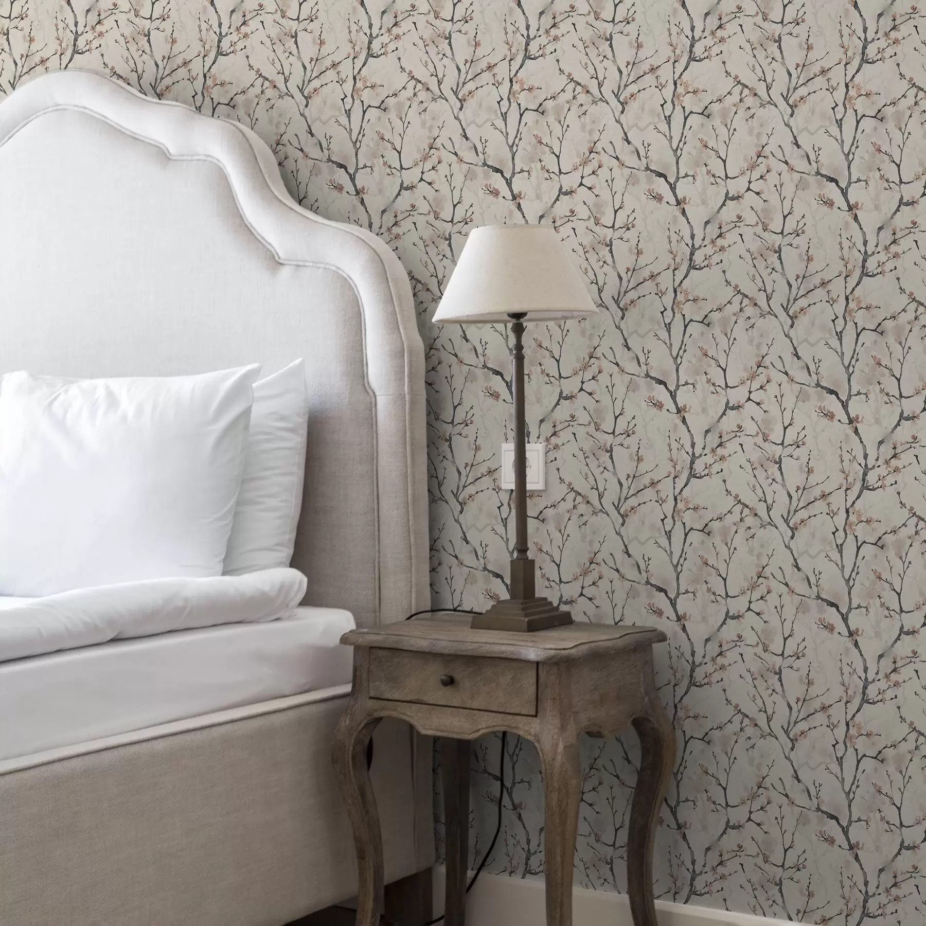 τοιχογραφίες Ακουαρέλα με κλαδιά σακούρα σε ανοιχτόχρωμο φόντο a01033