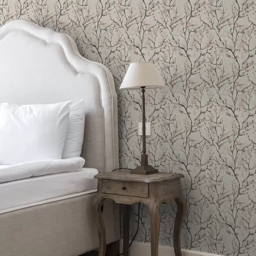 τοιχογραφίες Ακουαρέλα με κλαδιά σακούρα σε ανοιχτόχρωμο φόντο a01033