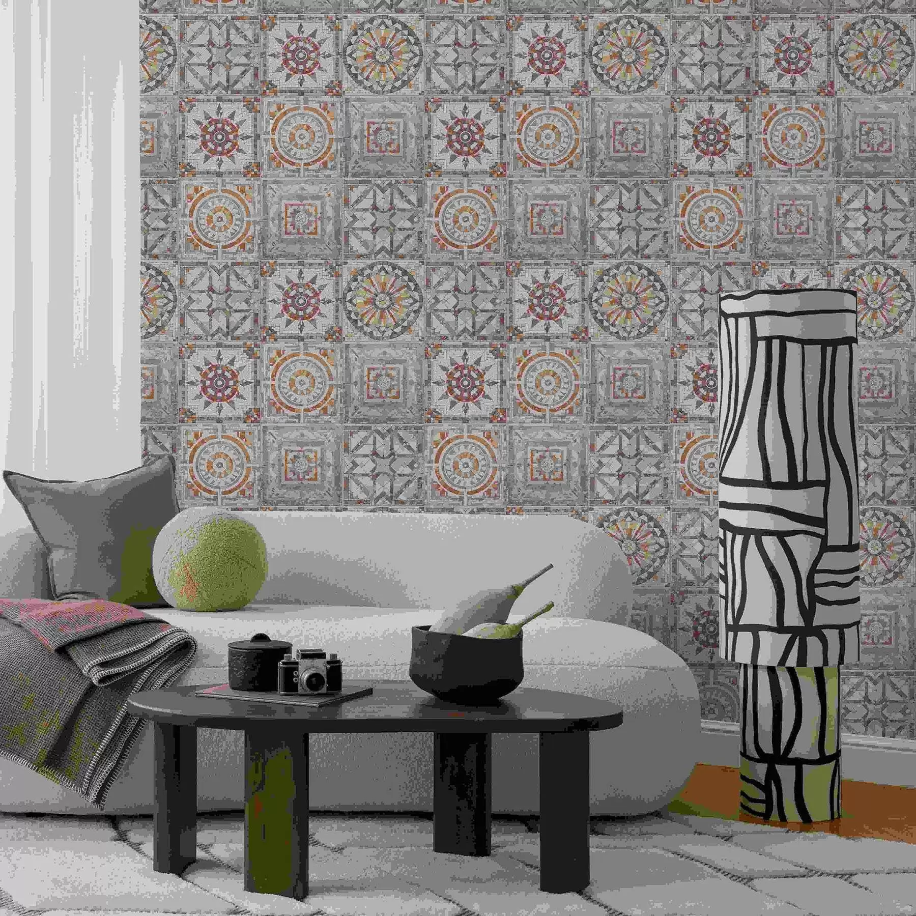 τοιχογραφίες Παλιά πέτρινα μωσαϊκά μενταγιόν με φθαρμένα στοιχεία a01042