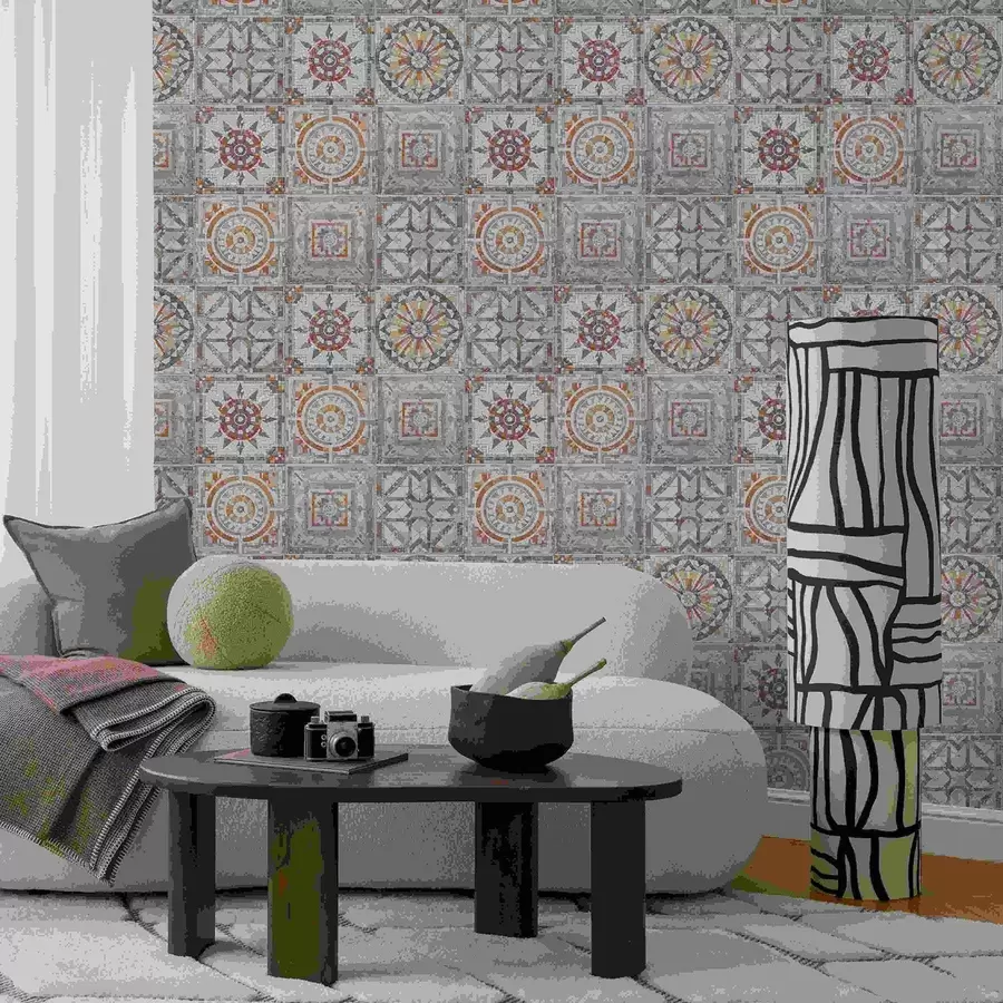 τοιχογραφίες Παλιά πέτρινα μωσαϊκά μενταγιόν με φθαρμένα στοιχεία a01042