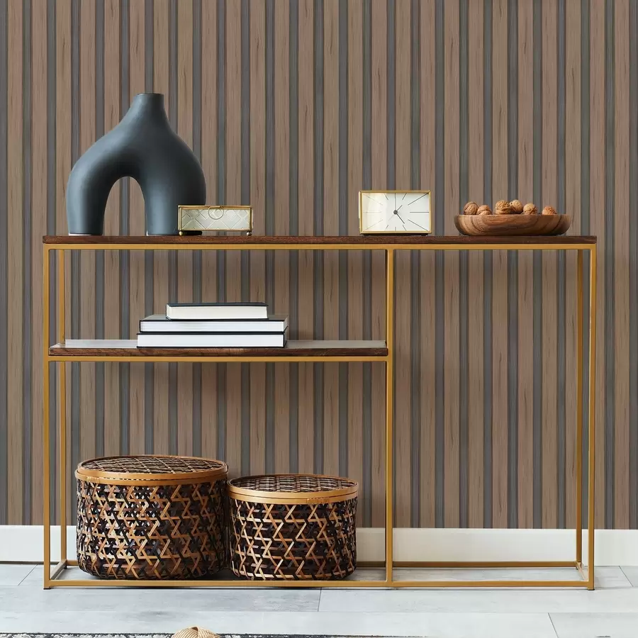 τοιχογραφίες Κάθετες ξύλινες λάμες με σκούρα ένθετα a01054