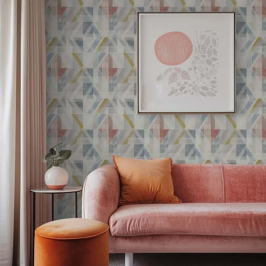 τοιχογραφίες Γεωμετρικό σχέδιο με κόκκινο διαμάντι στο κέντρο a01055