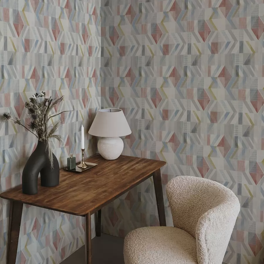 τοιχογραφίες Γεωμετρικά βέλη σε παστέλ αποχρώσεις του κόκκινου και του μπλε a01056