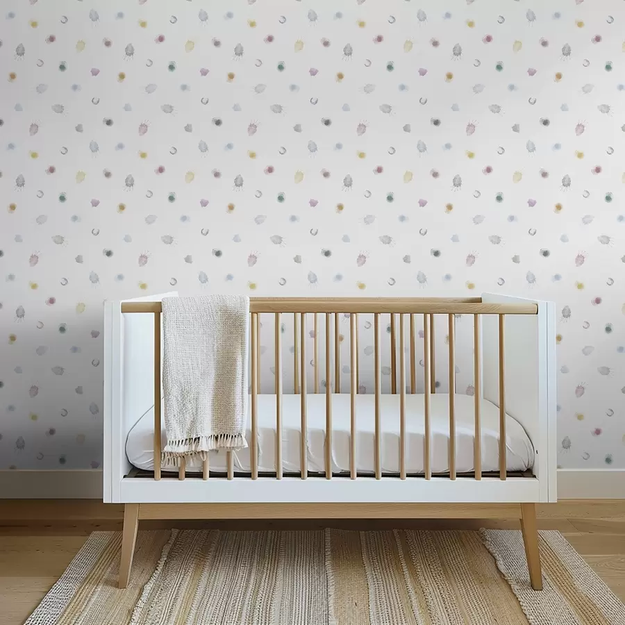 τοιχογραφίες Μεγάλες πολύχρωμες κηλίδες ακουαρέλας σε λευκό χαρτί a01062