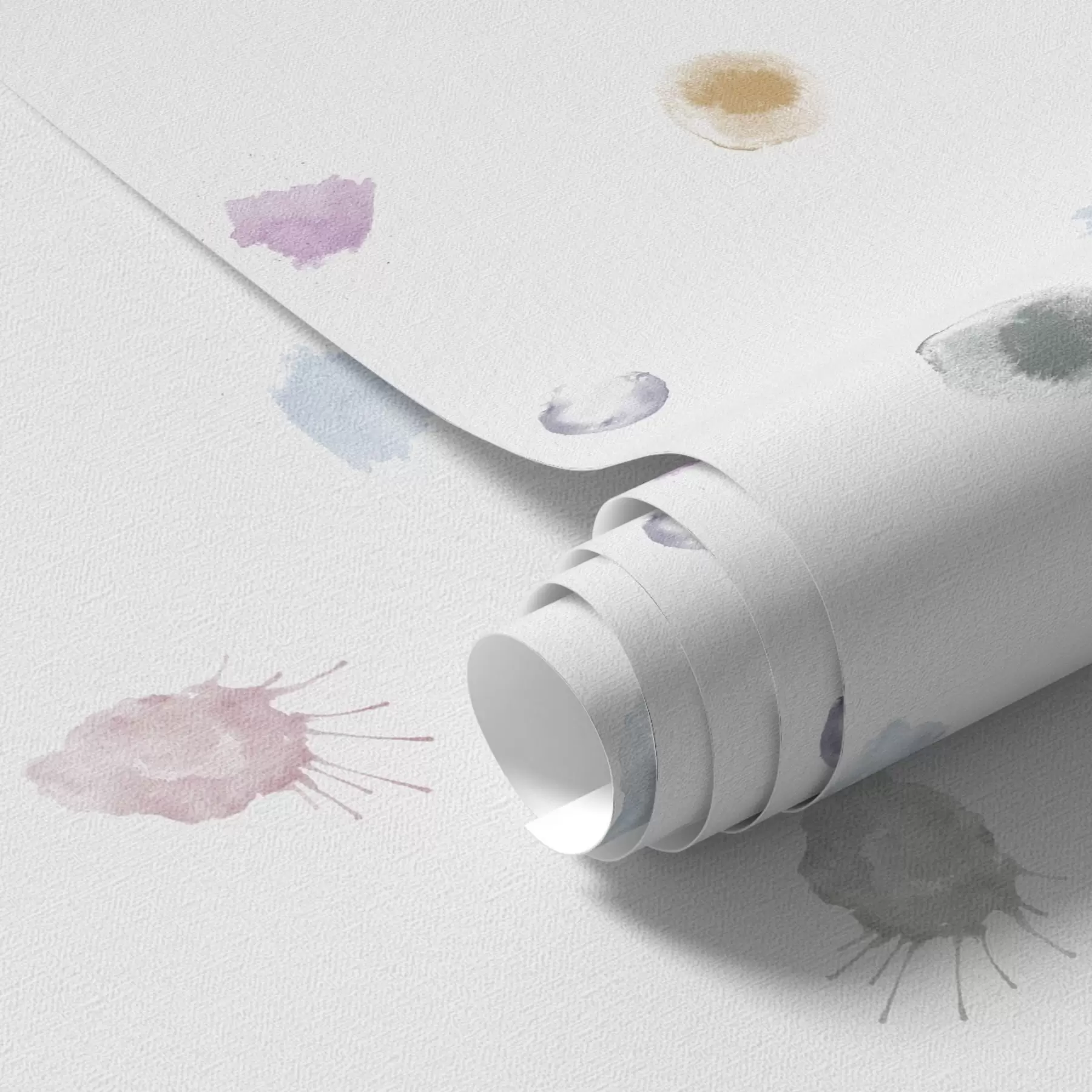 τοιχογραφίες Μεγάλες πολύχρωμες κηλίδες ακουαρέλας σε λευκό χαρτί a01062