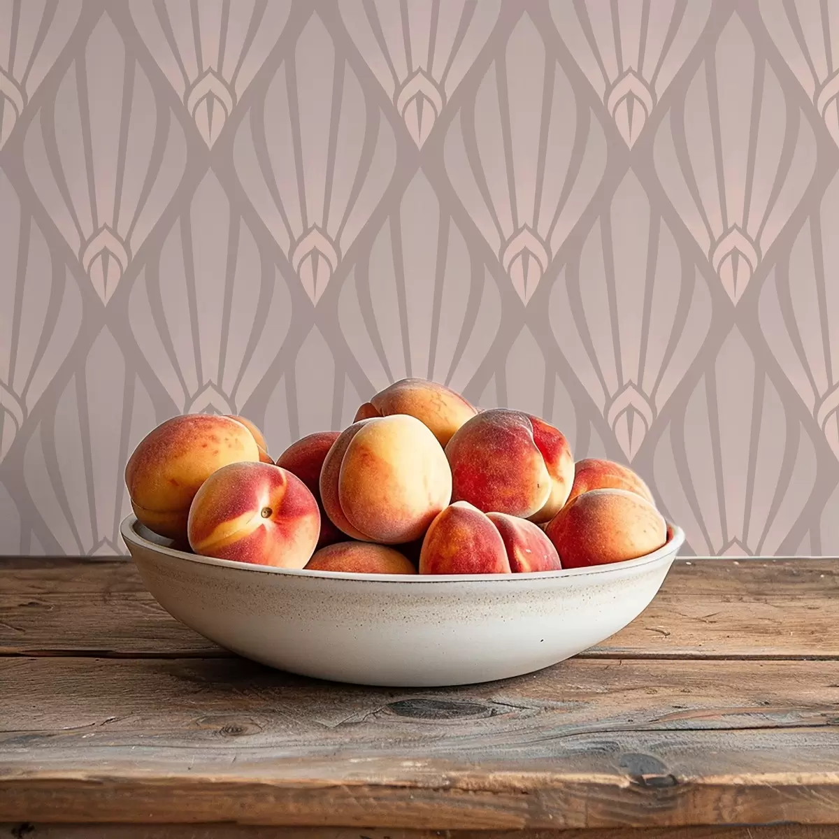 Ταπετσαρία Ανοιχτό μπεζ Art Deco με απαλά βεντάλια a01064v1