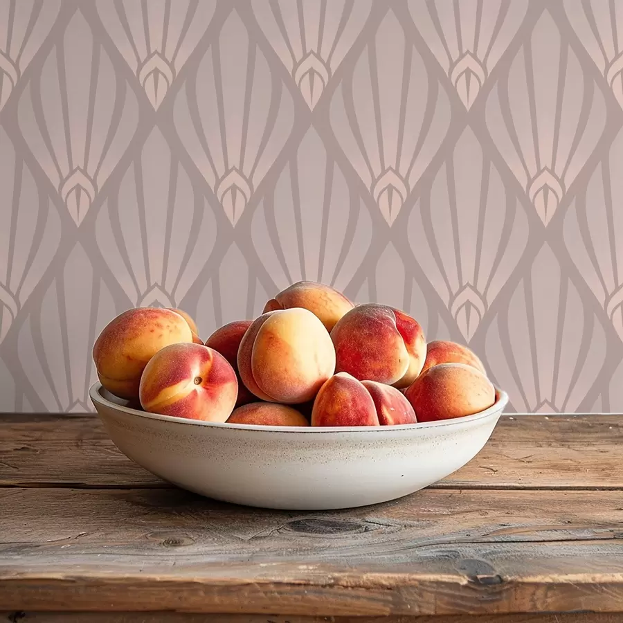 τοιχογραφίες Ανοιχτό μπεζ Art Deco με απαλά βεντάλια a01064v1