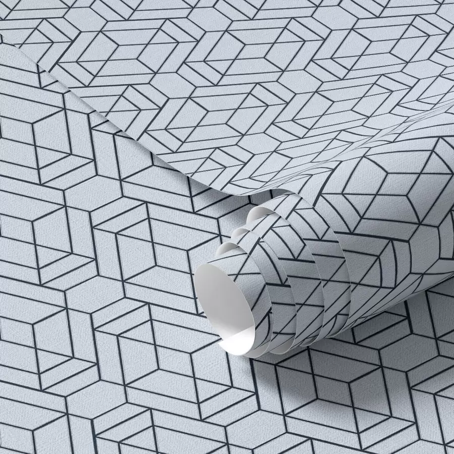 τοιχογραφίες Ανοιχτό μπλε γεωμετρικό μοτίβο κύβων a01066