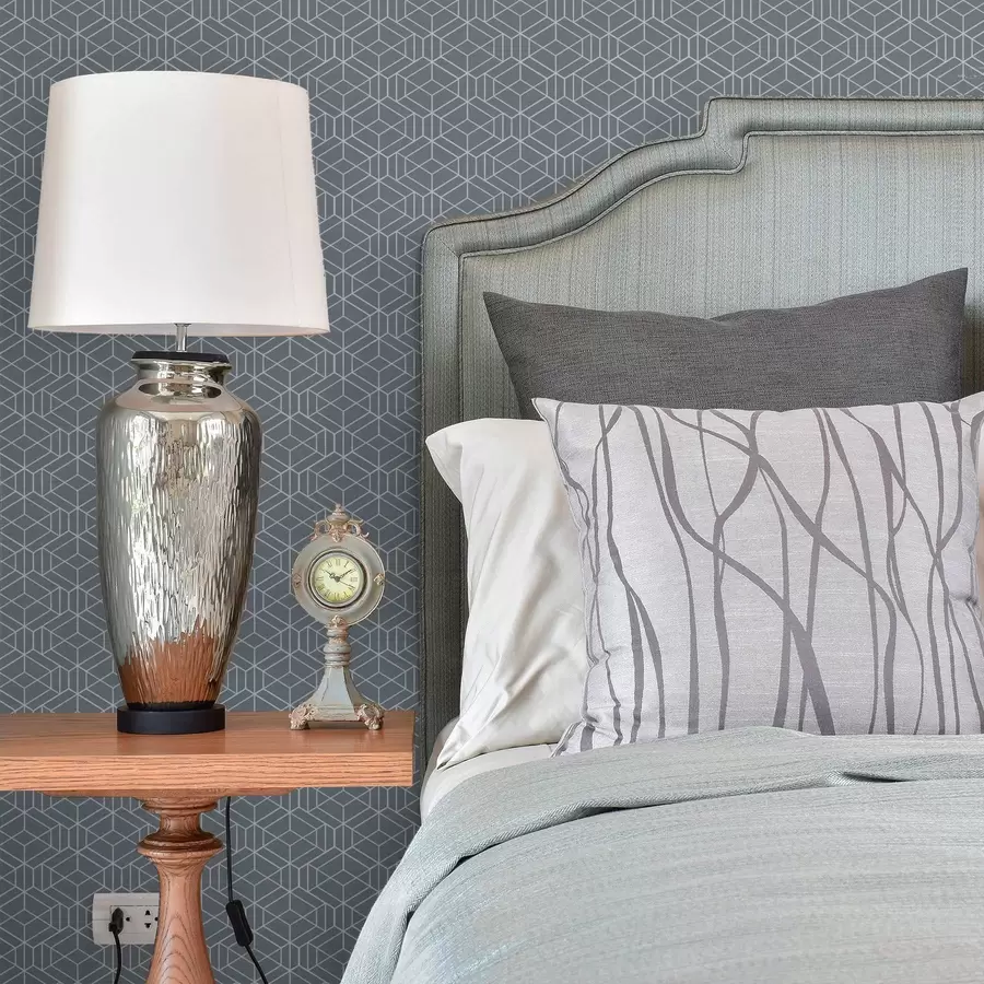 τοιχογραφίες Γκρι φόντο με λευκούς τρισδιάστατους κύβους σε πλέγμα a01067v2