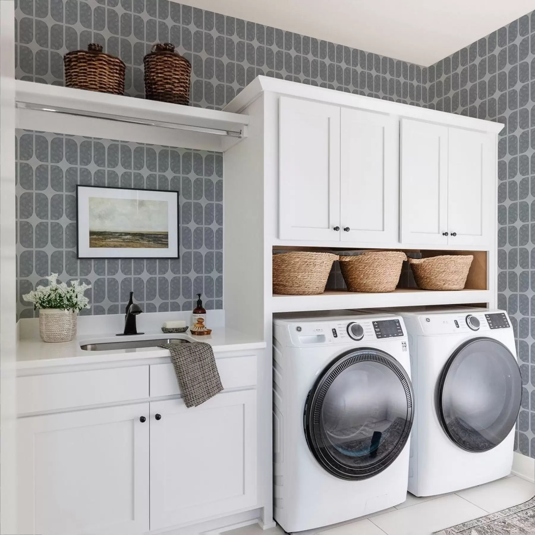 τοιχογραφίες Γκρι μωσαϊκό με ορθογώνιες καμάρες και απαλή υφή a01068