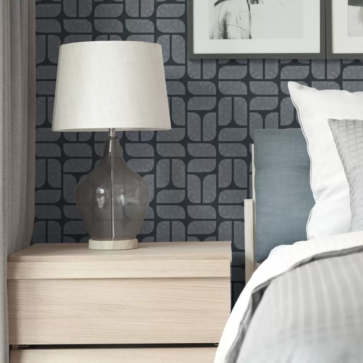 Ταπετσαρία Σκούρο φόντο με γκρι μωσαϊκό από στρογγυλεμένες μονάδες a01069v1