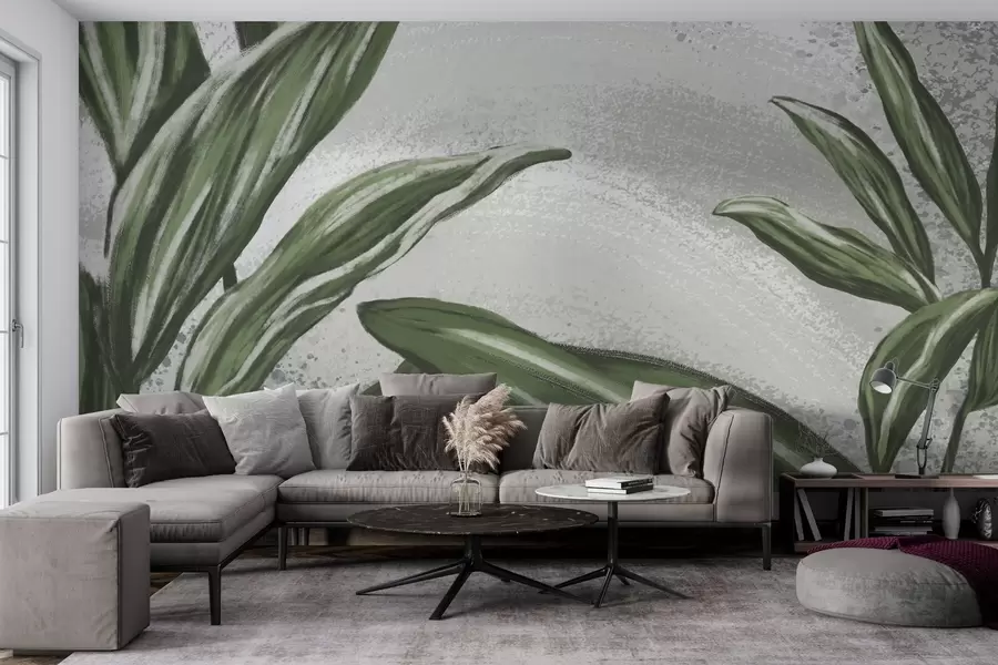 τοιχογραφίες Πλούσια βλάστηση σε φόντο με υφή w01682