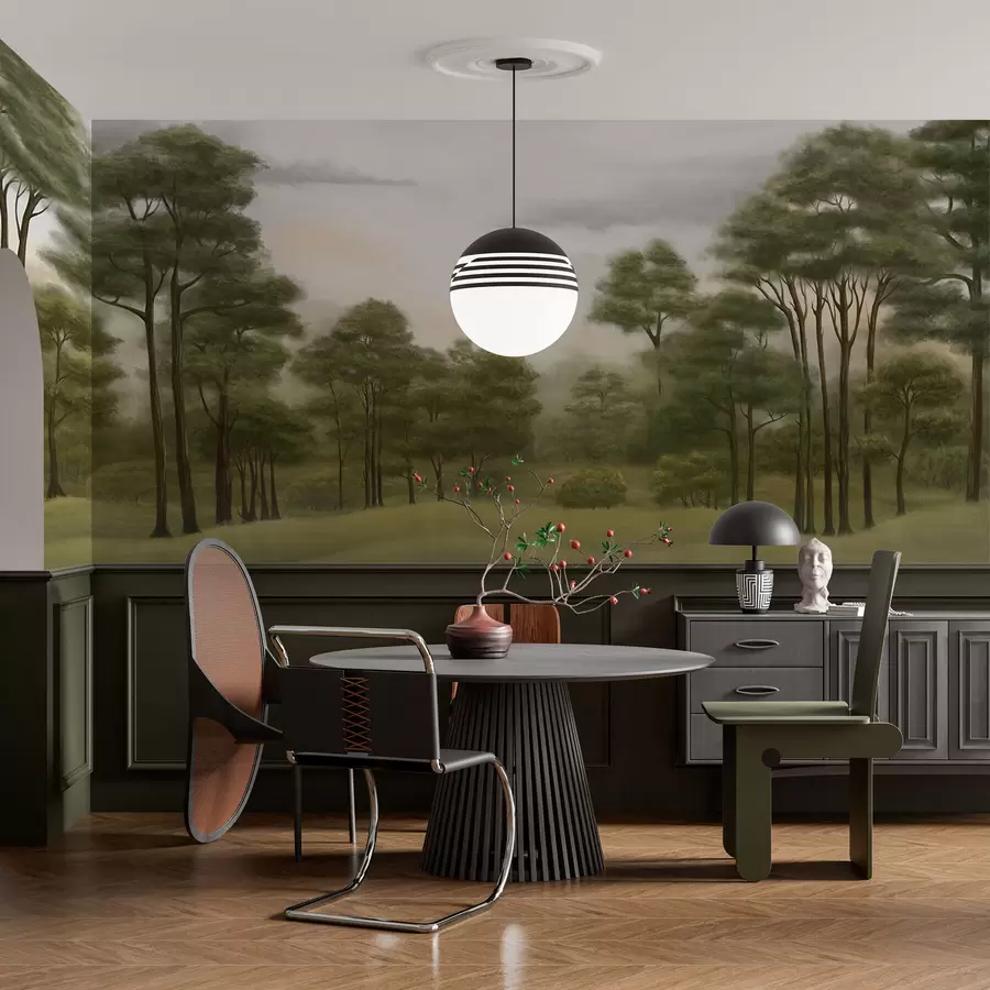 τοιχογραφίες Γαλήνιο δασικό τοπίο σε απαλές αποχρώσεις w02193