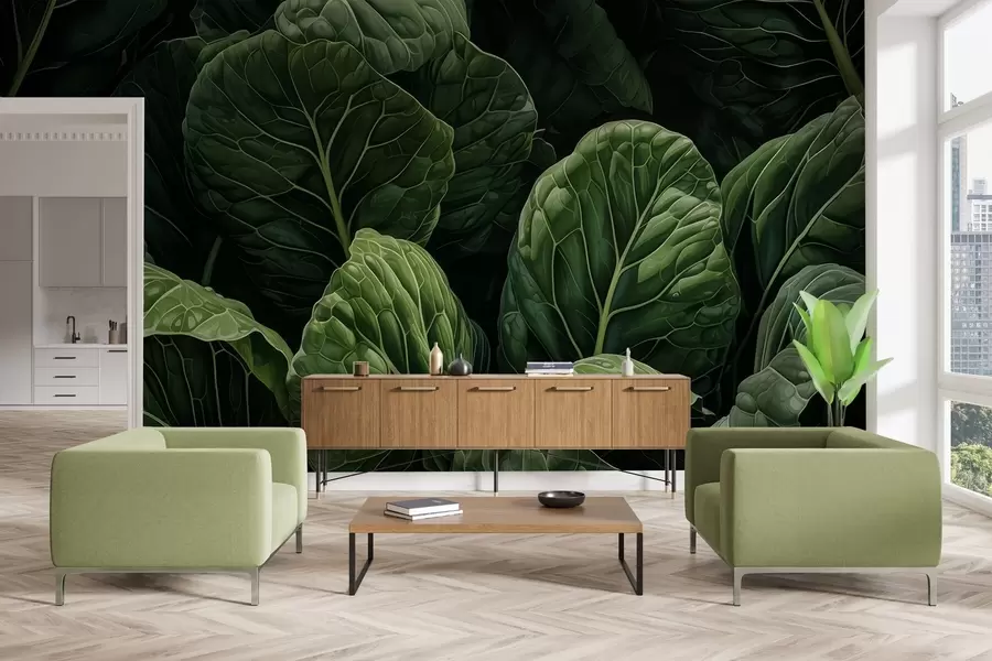 τοιχογραφίες Παιχνιδιάρικα πράσινα φύλλα w05043