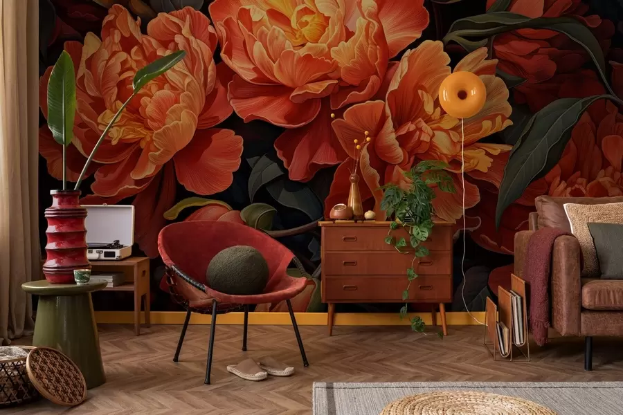 τοιχογραφίες Ζεστή λουλουδάτη βραδιά w05044