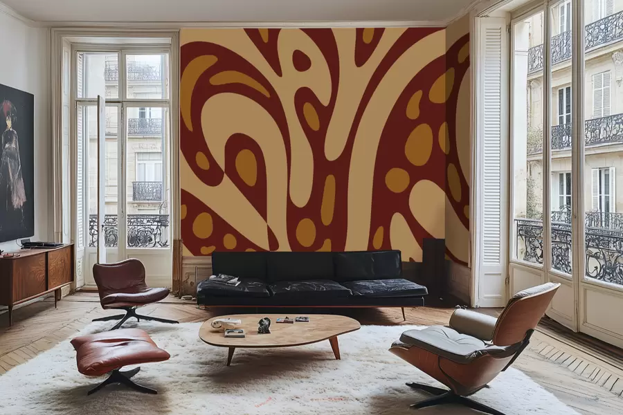 τοιχογραφίες Αφηρημένο μοτίβο με καφέ και μπεζ σχήματα w05071v2