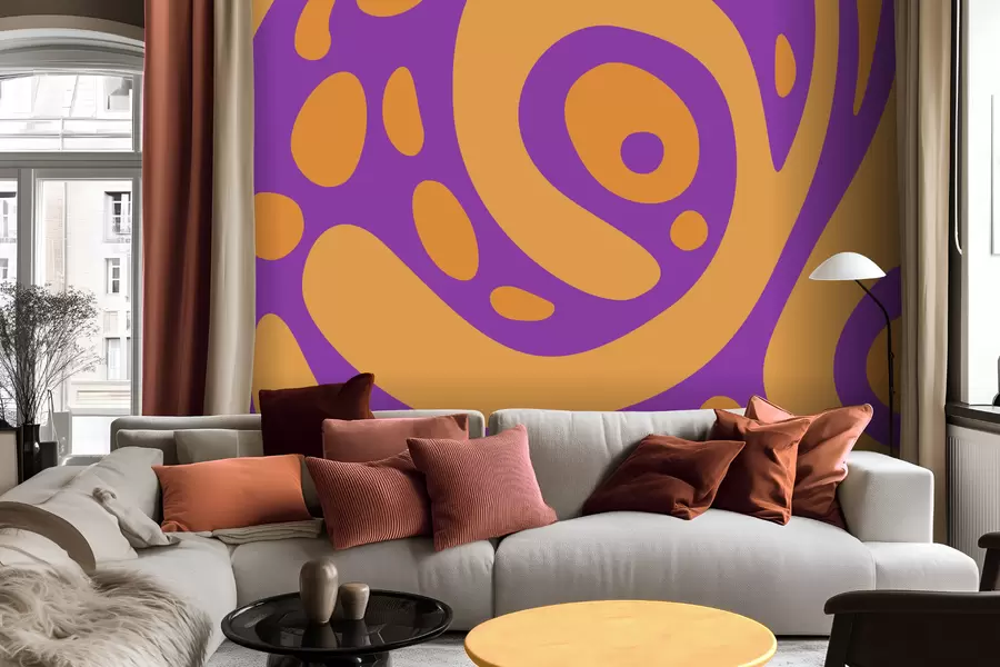 τοιχογραφίες Αφηρημένο μοτίβο με κυματιστές φόρμες σε δύο χρώματα w05071v3