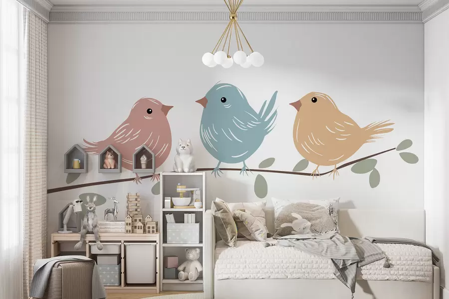 τοιχογραφίες Πουλιά σε ένα κλαδί w05099