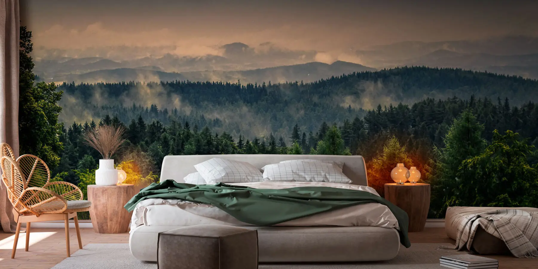 τοιχογραφίες Δέντρα από δέντρα στην ομίχλη u72174