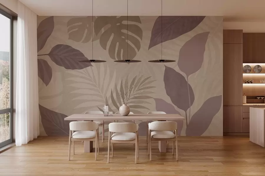 τοιχογραφίες υφή τροπικών φύλλων σε αμμώδες φόντο w05063