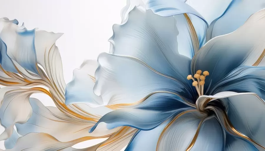 τοιχογραφίες Λεπτό μπλε μεγάλο λουλούδι w05006